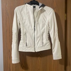 Girls cream leather jacket